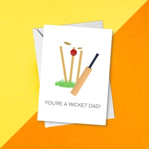 You're A Wicket Dad - Lustige Vatertags-Wortspiel-Karte | Punny Geburtstagskarte für Papa Cricket Fans | Cricket Love Bday Karte | Cricket-Wortspiel