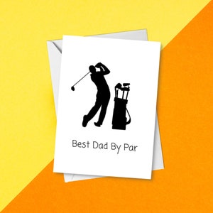 Il miglior papà secondo Par - Divertente biglietto di auguri per la festa del papà con gioco di parole per gli amanti del golf / Biglietto di auguri di compleanno con battuta sul papà con silhouette / Gioco di parole sul golf per la festa del papà / Papà golfista