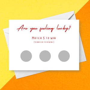 à gratter rouge grossier - Match 3 pour gagner | Vous vous sentez chanceux ? | Surprise coquine | Amusement érotique pour chambre à coucher | Carte à gratter sexy adulte