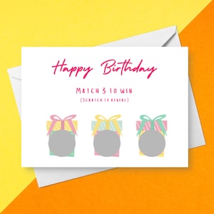 rose à gratter joyeux anniversaire | Personnalisé pour toute occasion | Match 3 pour gagner | Carte à gratter personnalisée amusante | Cadeau caché surprise