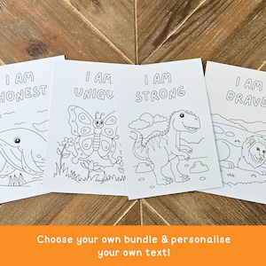 Cartes d'affirmation personnalisées à colorier pour enfants | Coloriages pour enfants Sacs de fête d'anniversaire | Coloriages motivants pour bébé