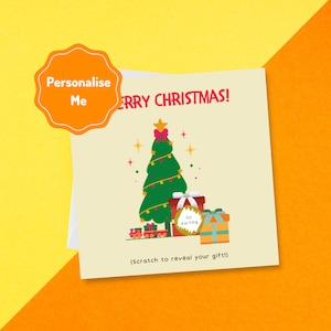 Grattez la carte cadeau de Noël pour révéler votre cadeau ! | à gratter de Noël personnalisée | Carte de Noël personnalisée | Message caché surprise