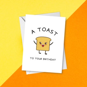 Ein Toast auf Ihren Geburtstag Lustige Geburtstagskarte | Eine süße lustige Karte für Feinschmecker Punny Geburtstagskarte für Freunde, Bruder, Schwester