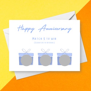 Carte à gratter bleue de joyeux anniversaire | Personnalisé pour toute occasion | Match 3 pour gagner | Anniversaire personnalisé à gratter | Cadeau caché surprise