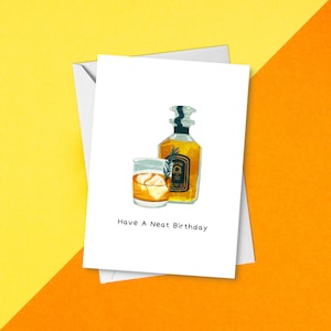Un simpatico gioco di parole per biglietti di compleanno / Un simpatico biglietto di compleanno divertente per gli amanti del whisky con bourbon e alcolici / Un gioco di parole per biglietti di compleanno con cocktail con ghiaccio