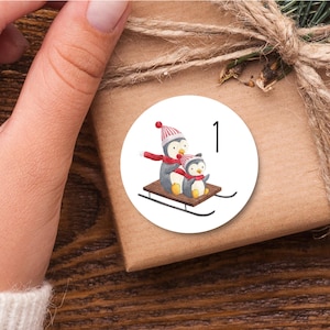 DIY-stickers feestelijke adventskalender | Kerstcadeauverpakking voor het aftellen van kerst | Glanzende vakantiekousvullerstickers | Decemberlabel