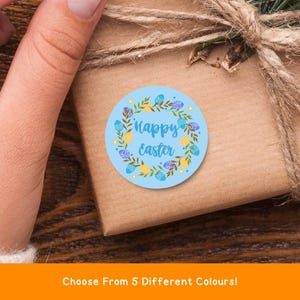 Adesivos de Feliz Páscoa | Etiquetas de Lembrancinhas para Caça aos Ovos de Páscoa em Círculo de 37 mm | Etiquetas de Saco de Guloseimas de Páscoa em Tons Pastel Fofos | Etiquetas de Saco de Festa de Primavera de Feliz Páscoa