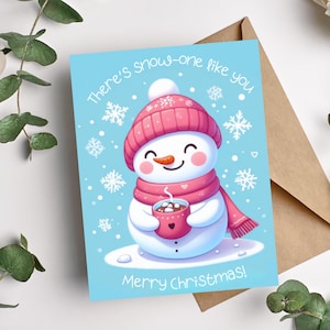 Il y a une belle carte de Noël bonhomme de neige comme vous | Jeu de mots festif drôle de carte de Noël | Carte de vœux saisonnière pour soeur, ami, maman, tante