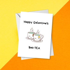 Biglietto di auguri per il giorno di San Valentino Bes-TEA / Biglietto di auguri per il giorno di San Valentino con un simpatico gioco di parole sul tè e sull'amicizia per amici, compagni e compagne / Biglietto di auguri per il giorno di San Valentino con un simpatico gioco di parole