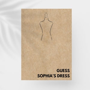 Juego personalizado de adivinar el vestido para despedida de soltera / Actividades personalizadas para despedida de soltera / Ideas para recuerdos de despedidas de soltera para futuras novias / Juego de vestidos de novia