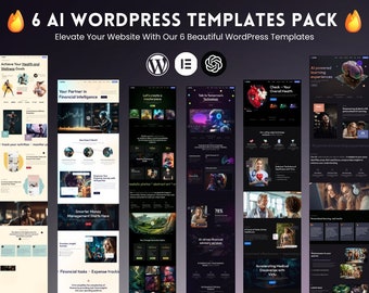 6 Ai WordPress Templates: Elementor Ai Themes with Drag-and-Drop Builder, Tailored for ChatGPT, OpenAI DALL-E, Midjourney, ChatBot & More