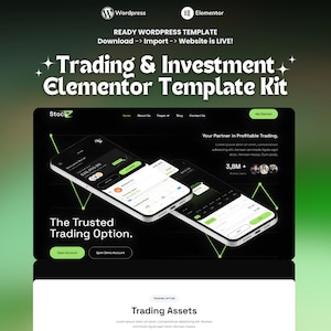 Trading Elementor Template Kit for Professional Financial Services Websites | Investment WordPress Template