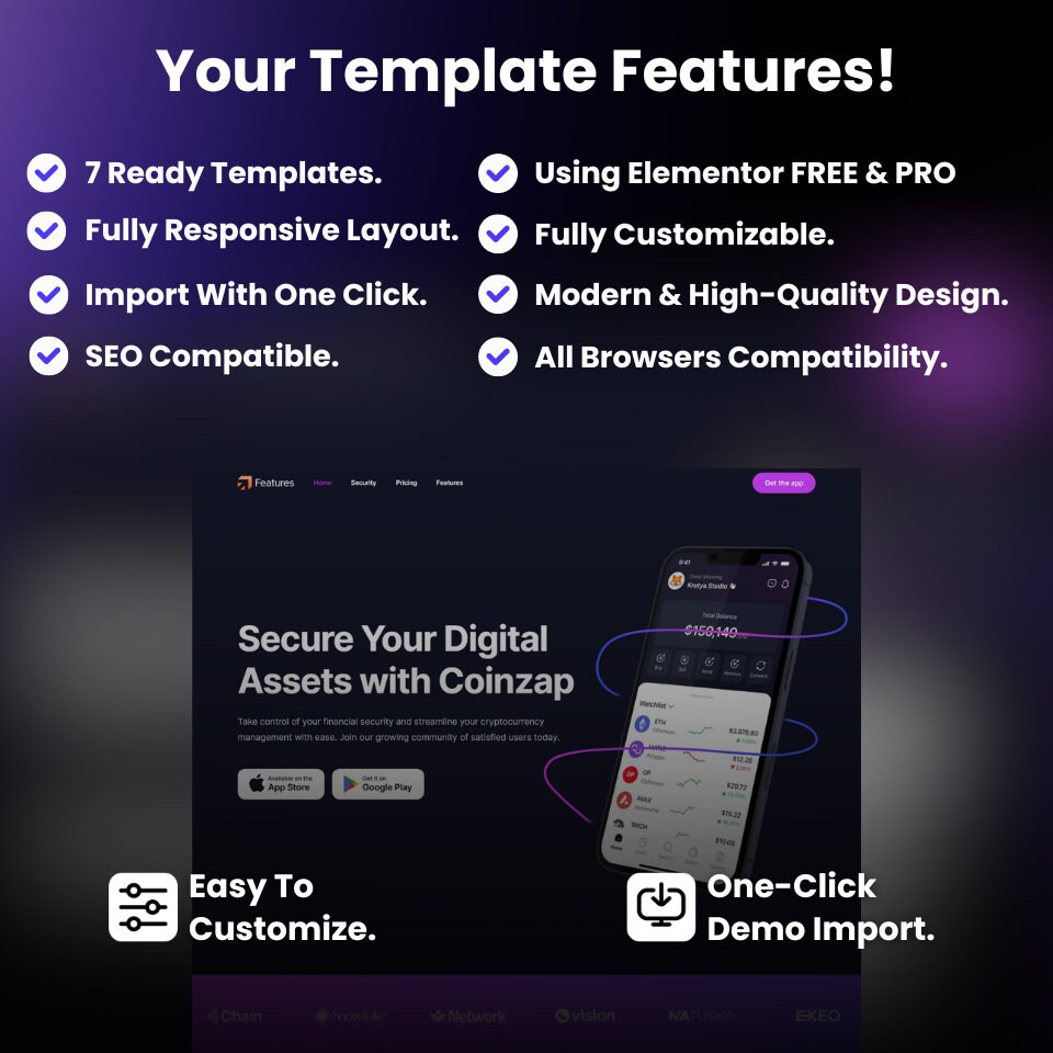 Crypto App Elementor Template Kit for Wordpress Websites Modern ...