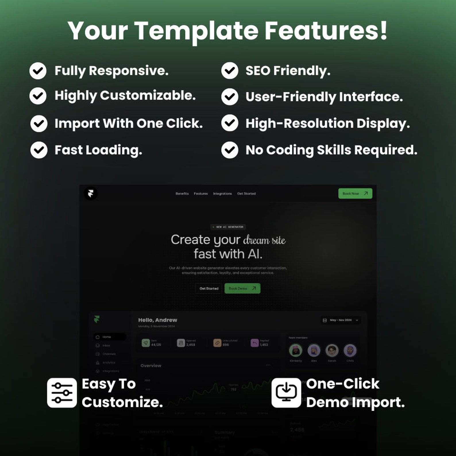Modern AI Website Generator Framer Template | Responsive Landing Page ...