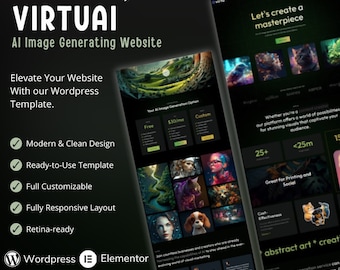Virtuai - Ai Website Template | Beautiful Artificial Intelligence WordPress | GPT Chatbot Elementor Template Kit | Midjourney Images