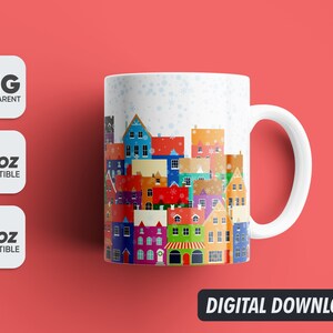 Christmas Mug Home, Winter Png, Mug Sublimation Designs, 11oz & 15oz Sublimation, Coffee Mug Png, Mug Template, Png 300 dpi