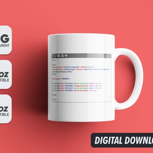 Christmas Mug Programmer Code, Geek Png, Mug Sublimation Designs, 11oz & 15oz Sublimation, Coffee Mug Png, Mug Template, Png 300 dpi