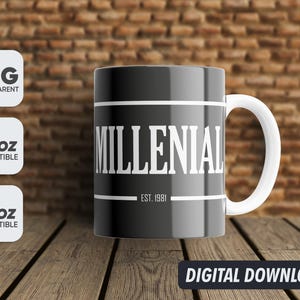 Christmas Mug Millenial, Winter, Png, Mug Sublimation Designs, 11oz & 15oz Sublimation, Coffee Mug Png, Mug Template, Png 300 dpi