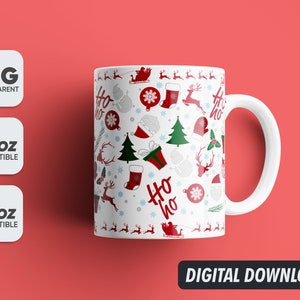 Christmas Mug Santa Doodle Png, Mug Sublimation Designs, 11oz & 15oz Sublimation, Coffee Mug Png, Mug Template, Png 300 dpi