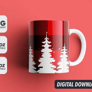 Christmas Mug Tree Wrap, Png, Mug Sublimation Designs, 11oz & 15oz Sublimation, Coffee Mug Png, Mug Template, Png 300 dpi