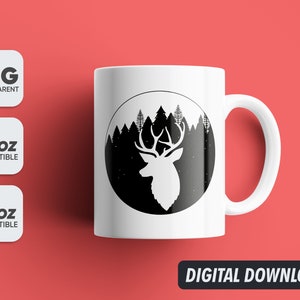 Christmas Mug Winter, Tree, Reindeer Png, Mug Sublimation Designs, 11oz & 15oz Sublimation, Coffee Mug Png, Mug Template, Png 300 dpi