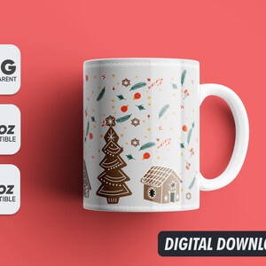 Christmas Mug Cookie House, Png, Mug Sublimation Designs, 11oz & 15oz Sublimation, Coffee Mug Png, Mug Template, Png 300 dpi