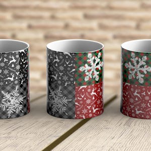 Christmas Mug Snowflake, Reindeer, Winter Png, Mug Sublimation Designs, 11oz & 15oz Sublimation, Coffee Mug Png, Mug Template, Png 300 dpi