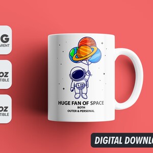 Taza de globo de astronauta, taza espacial Png, diseños de sublimación de tazas, sublimación de 11oz y 15oz, taza de café png, plantilla de taza, png 300 dpi