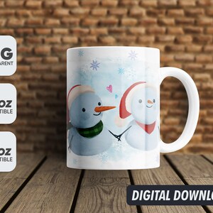 Christmas Mug Snowman, Winter, Png, Mug Sublimation Designs, 11oz & 15oz Sublimation, Coffee Mug Png, Mug Template, Png 300 dpi