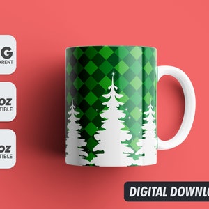 Christmas Mug Tree Wrap, Png, Mug Sublimation Designs, 11oz & 15oz Sublimation, Coffee Mug Png, Mug Template, Png 300 dpi