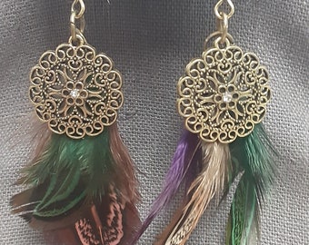 Mandala Feather Earrings - Etsy display picture 3