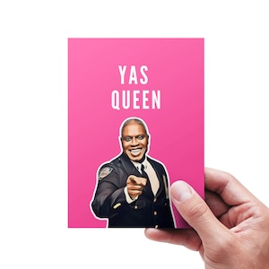 Tarjeta imprimible Raymond Holt Yas Queen, tarjeta de aliento, tarjeta de felicitación Brooklyn Nine-Nine, tarjeta Girl Power, tarjetas de cumpleaños de celebridades