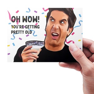 Cartão de aniversário imprimível de Ross Geller para amigos, Ross Geller Oh, uau! Cartão de aniversário engraçado para impressão, cartão de programa de TV de amigos