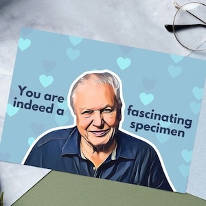 Tarjeta de amor de David Attenborough imprimible, tarjeta de San Valentín de Attenborough, amante de David Attenborough, tarjeta británica divertida, tarjeta de amor británica