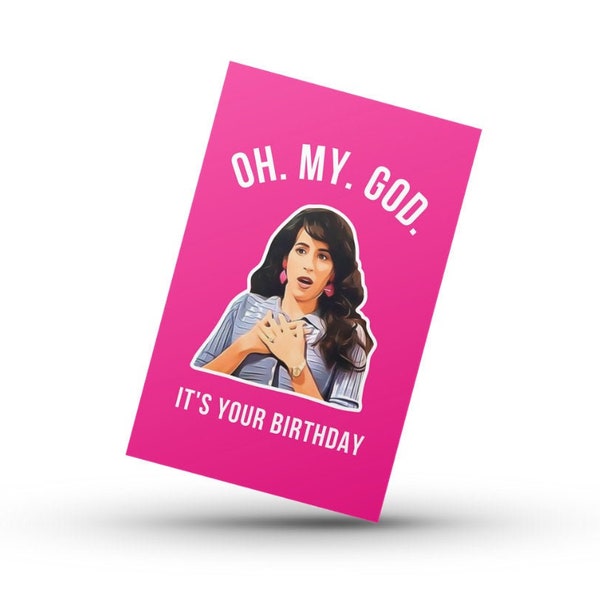 Tarjeta de cumpleaños imprimible de Janice Friends, Oh Dios mío, es tu cumpleaños, tarjeta de cumpleaños de amigos divertidos, programa de televisión de amigos, cita divertida de Janice