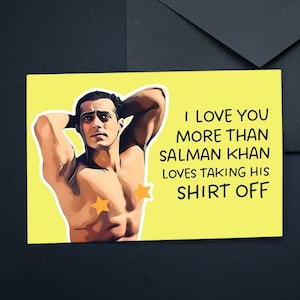 Druckbare Salman Khan Liebeskarte, Bollywood Liebeskarte, lustige Desi Karte, Bollywood Schauspieler, Bollywood Valentinstag Karte, indische Kultur Karte