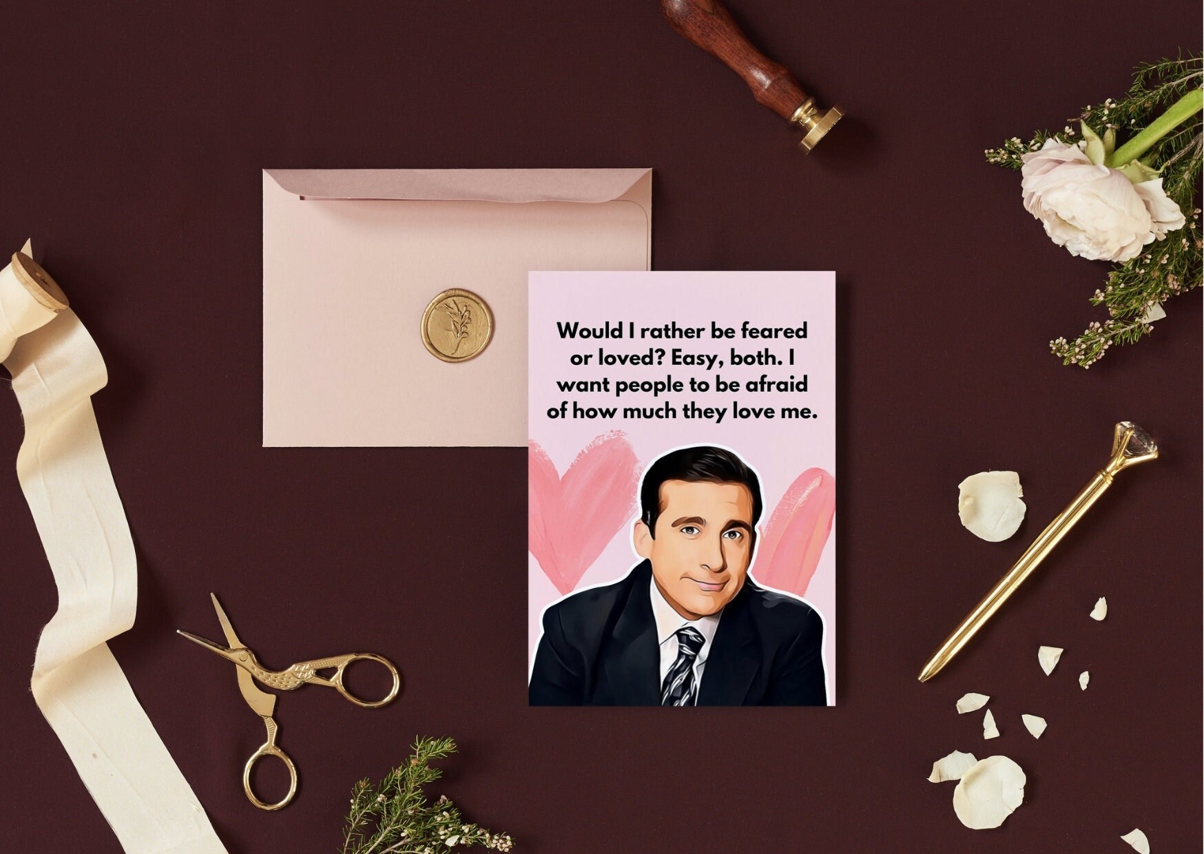 Printable Michael Scott Love Card, Would You Rather Be Feared or Loved ...