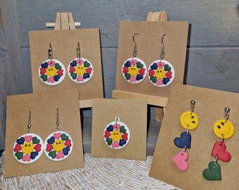 Polymer Clay | Earrings Pendant Niall Horan Inspired Concert Hello Lovers Smiley Heart One Direction