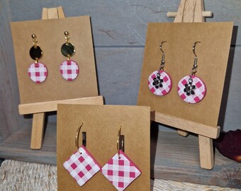 Polymer clay | Earrings Valentine's Day Valentine's Day Check Gold Love Flower