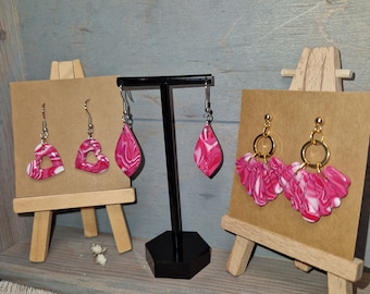 Polymer Clay | Earrings Valentine's Day Valentine's Day Fan Heart Purple Red Pink