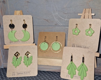 Polymer Clay | Earrings Light Green Laurel Green
