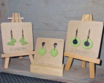 Polymer Clay | Earrings Light Green Laurel Green Silver