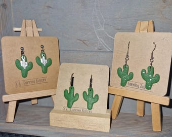Polymer Clay | Earrings Earrings Cactus Cacti Plant Green Dark Green