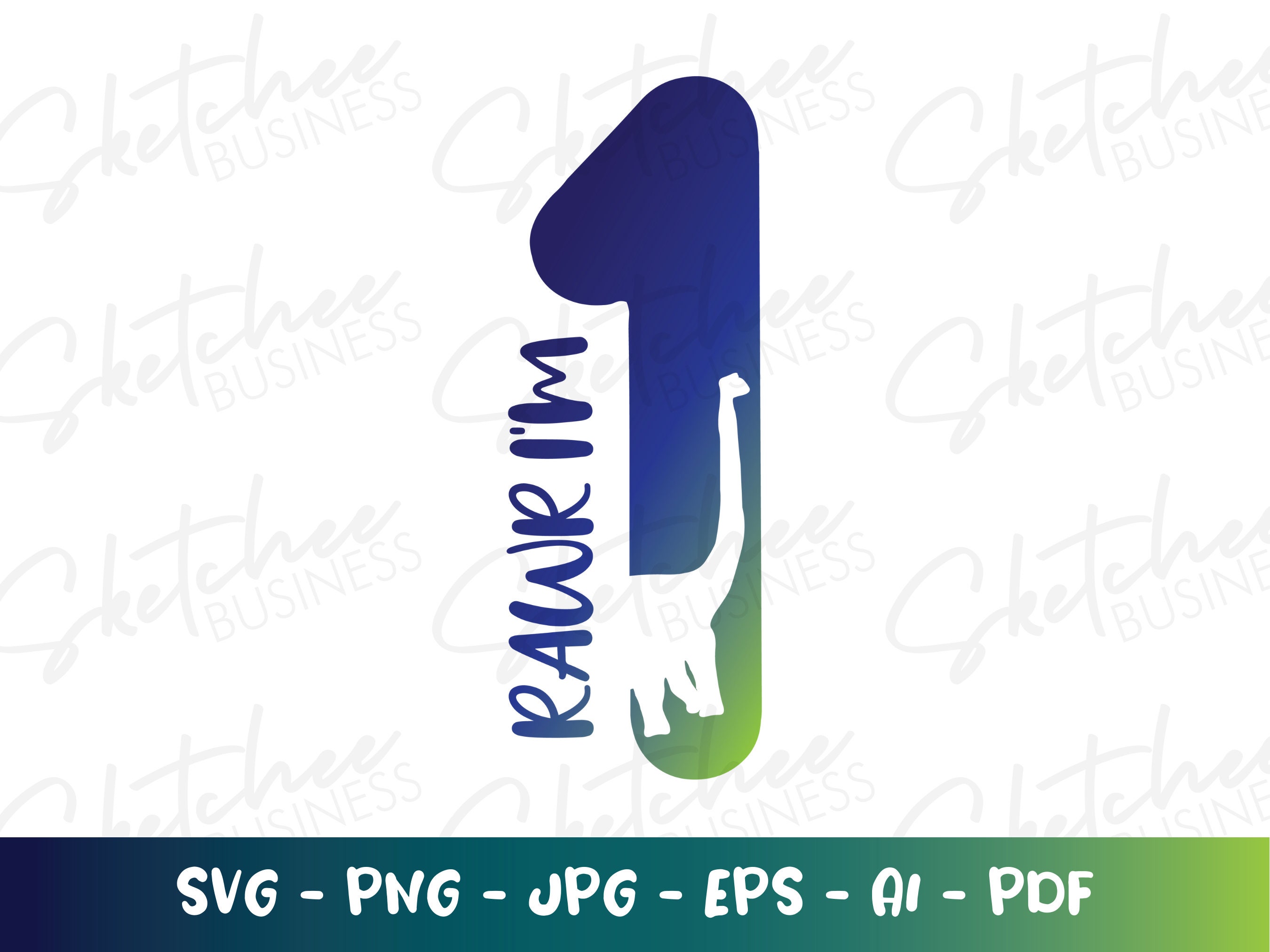 Rawr I'm One Svg Png Pdf First Birthday Svg Kids - Etsy