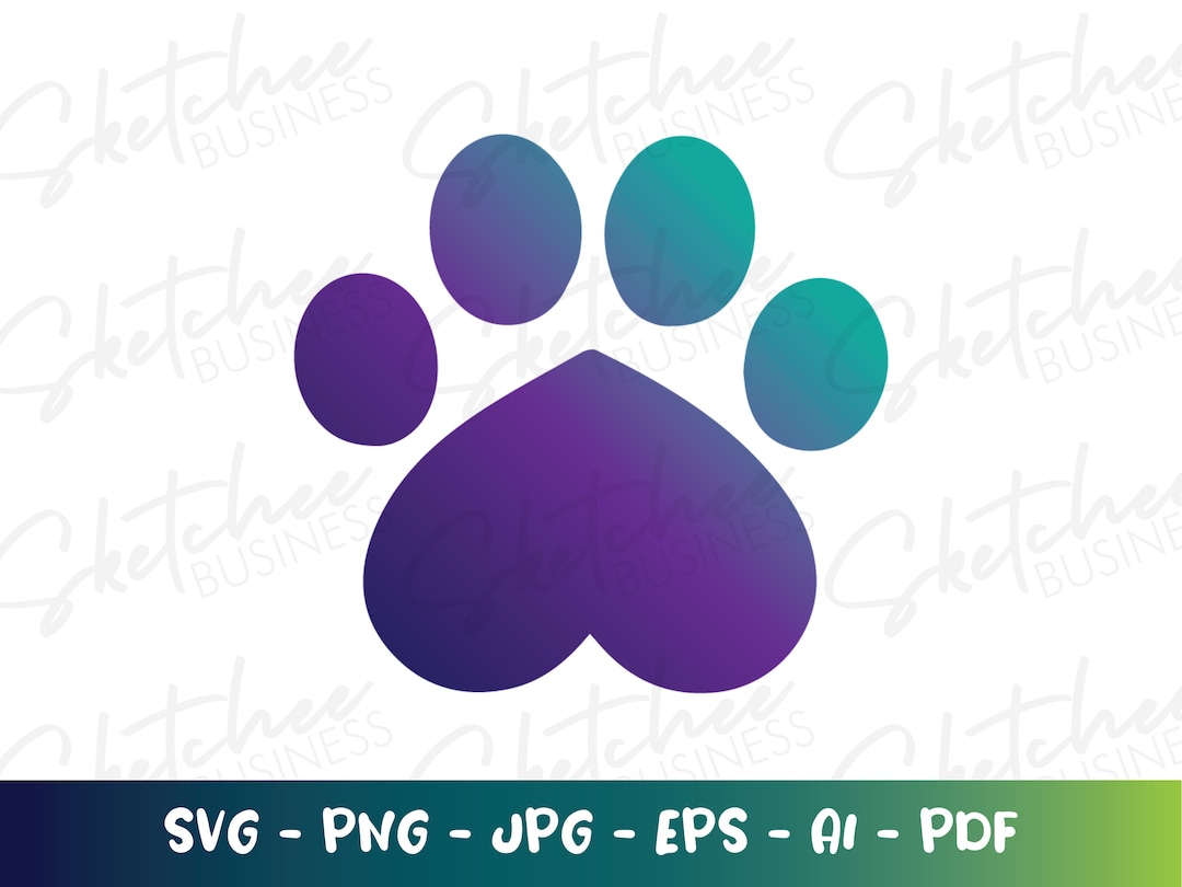 Cat Paw Print Clipart Svg Pdf Png, Cat Print Svg, Dog Lover, Cricut Cut
