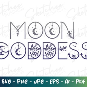 Mond Göttin svg png pdf, New Age SVG, Spirituelle svg, Plotterdatei, Silhouette, Boho Svg, Celestial svg Designs, Göttin svg
