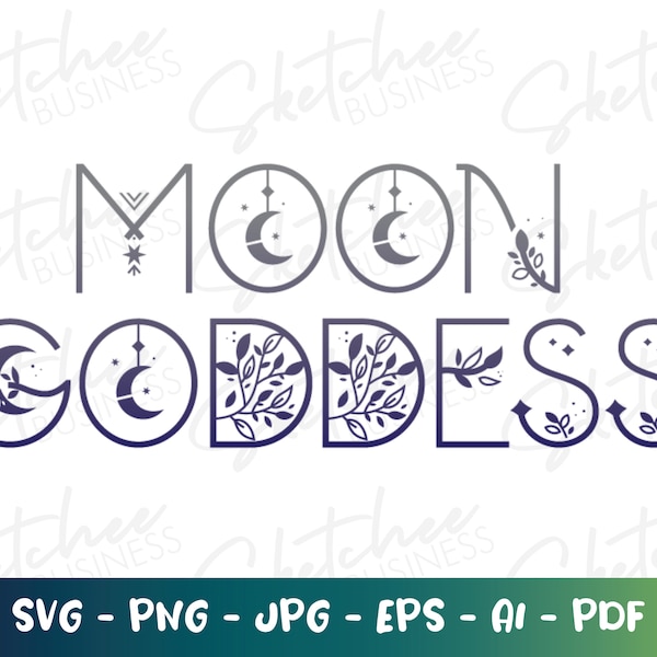 Moon Goddess svg png pdf, New Age SVG, Spiritual svg, cricut cut files, silhouette, boho svg, celestial svg designs, new age goddess svg