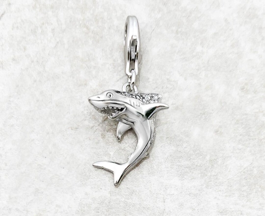 Maritime Shark Dangle Charm Lucky Pendant Women Men Summer 925 Sterling ...