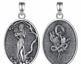925 Sterling Silver Persephone Pendant – Dark Goddess Pomegranate Amulet