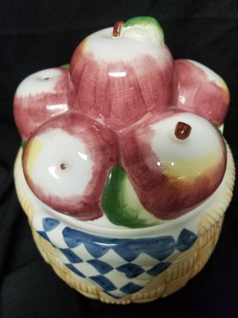 Red Apple Basket Cookie Jar International Corp. Susan Winget Etsy